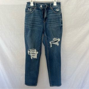 American Eagle 0 Reg Mom distressed straight jean stretch EUC